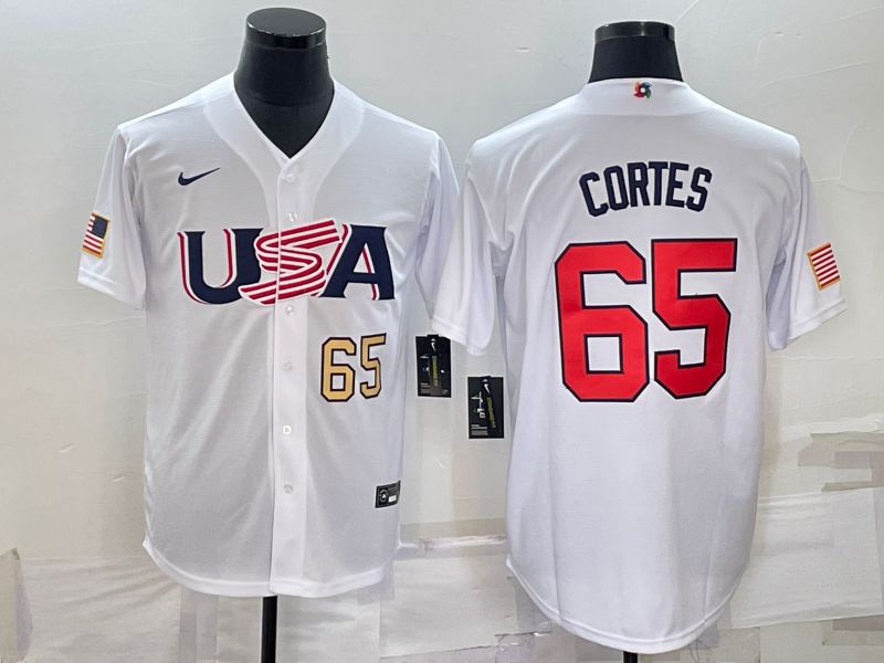 Men 2023 World Cub USA #65 Cortes White Nike MLB Jersey3->more jerseys->MLB Jersey